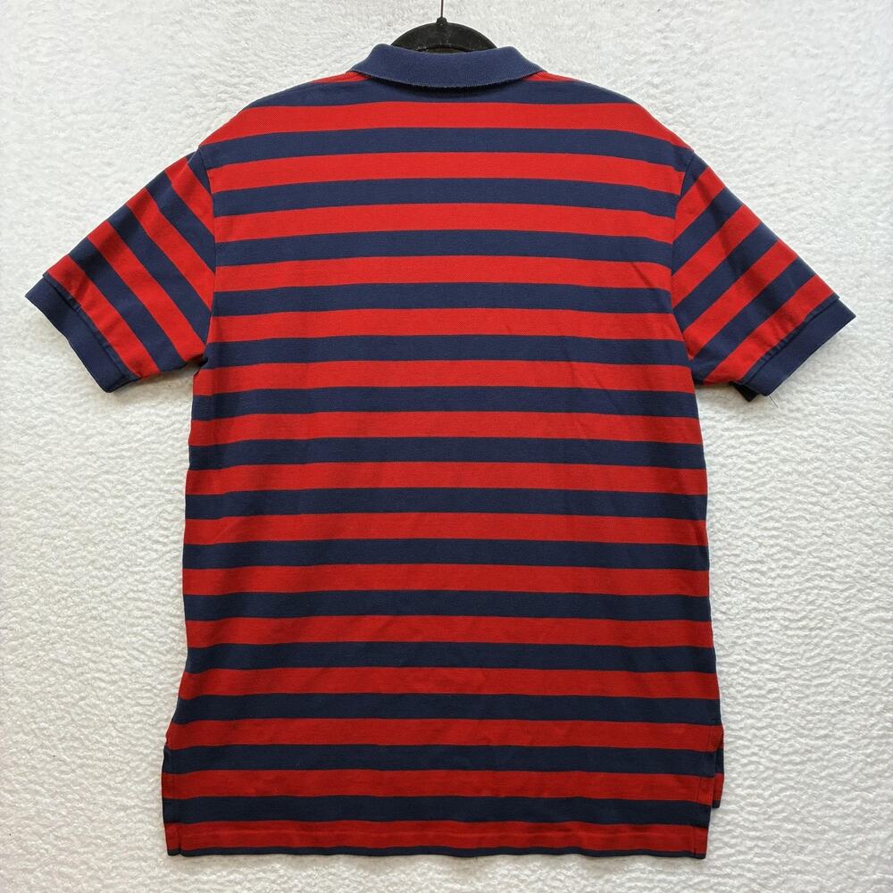 Vintage Polo By Ralph Lauren Polo Shirt Mens Large Red Navy Striped Pony Golf - Picture 2 of 10